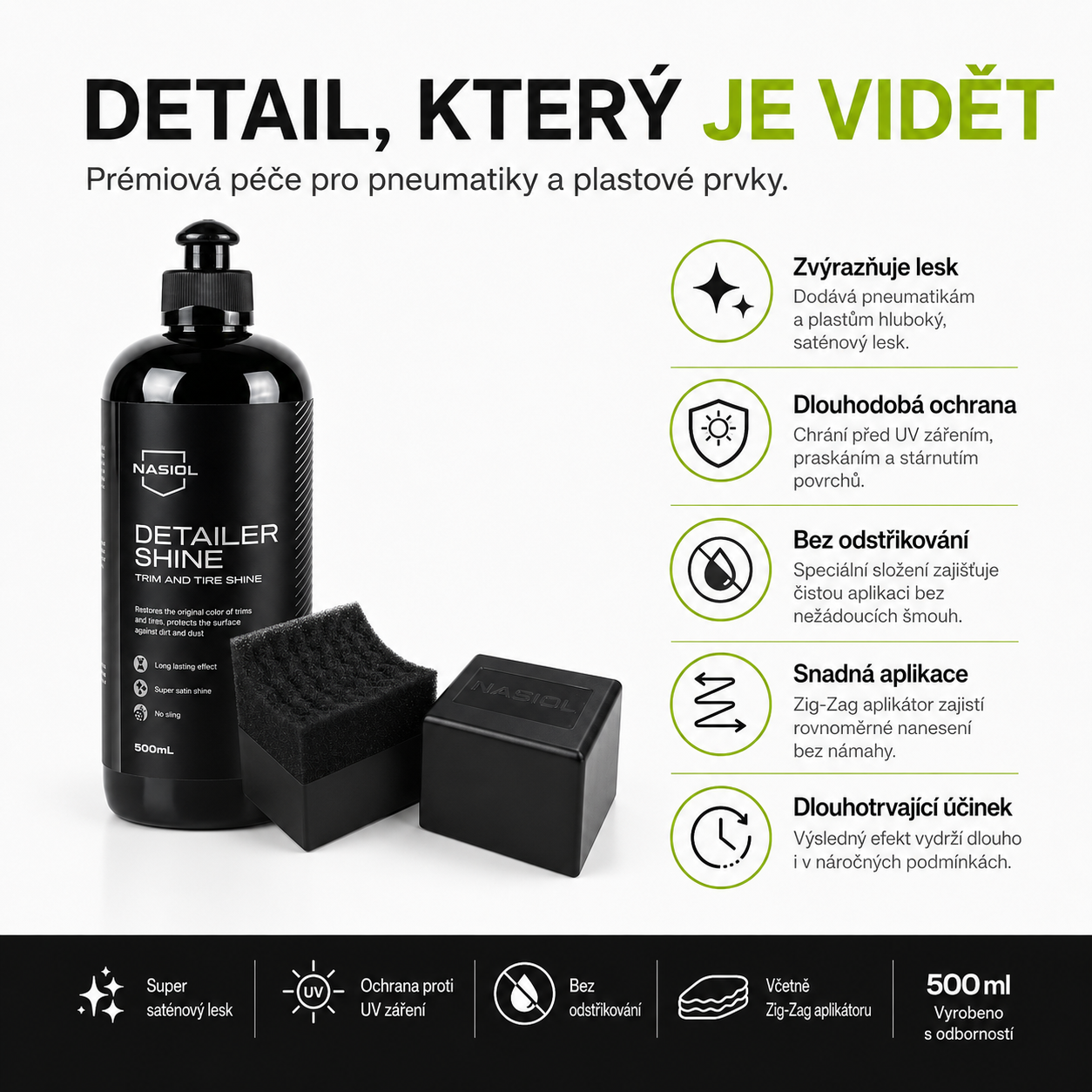BiCar Tire Kit – NASIOL DetailerShine 500 ml + aplikátor 1 Kus-4